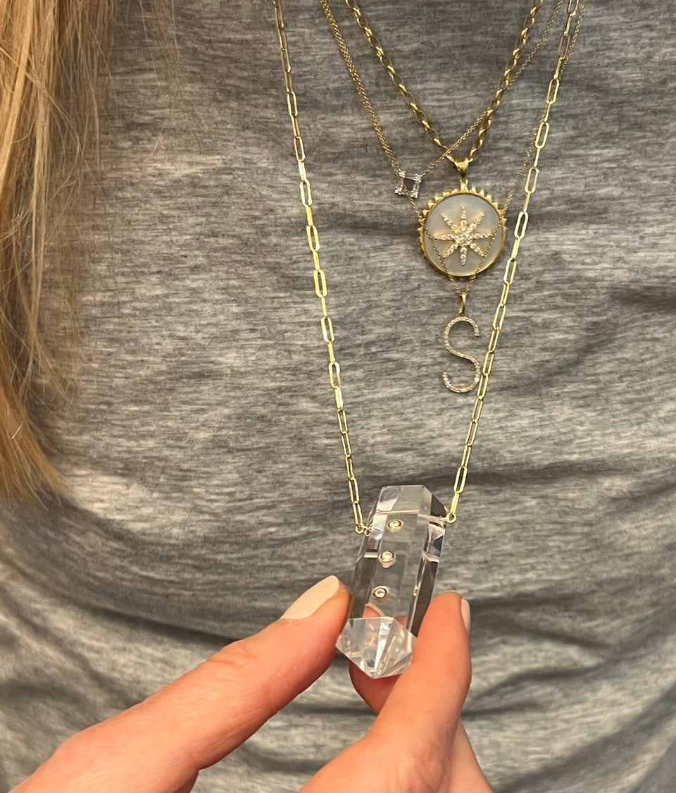 Power Crystal 3 Point Diamond Necklace