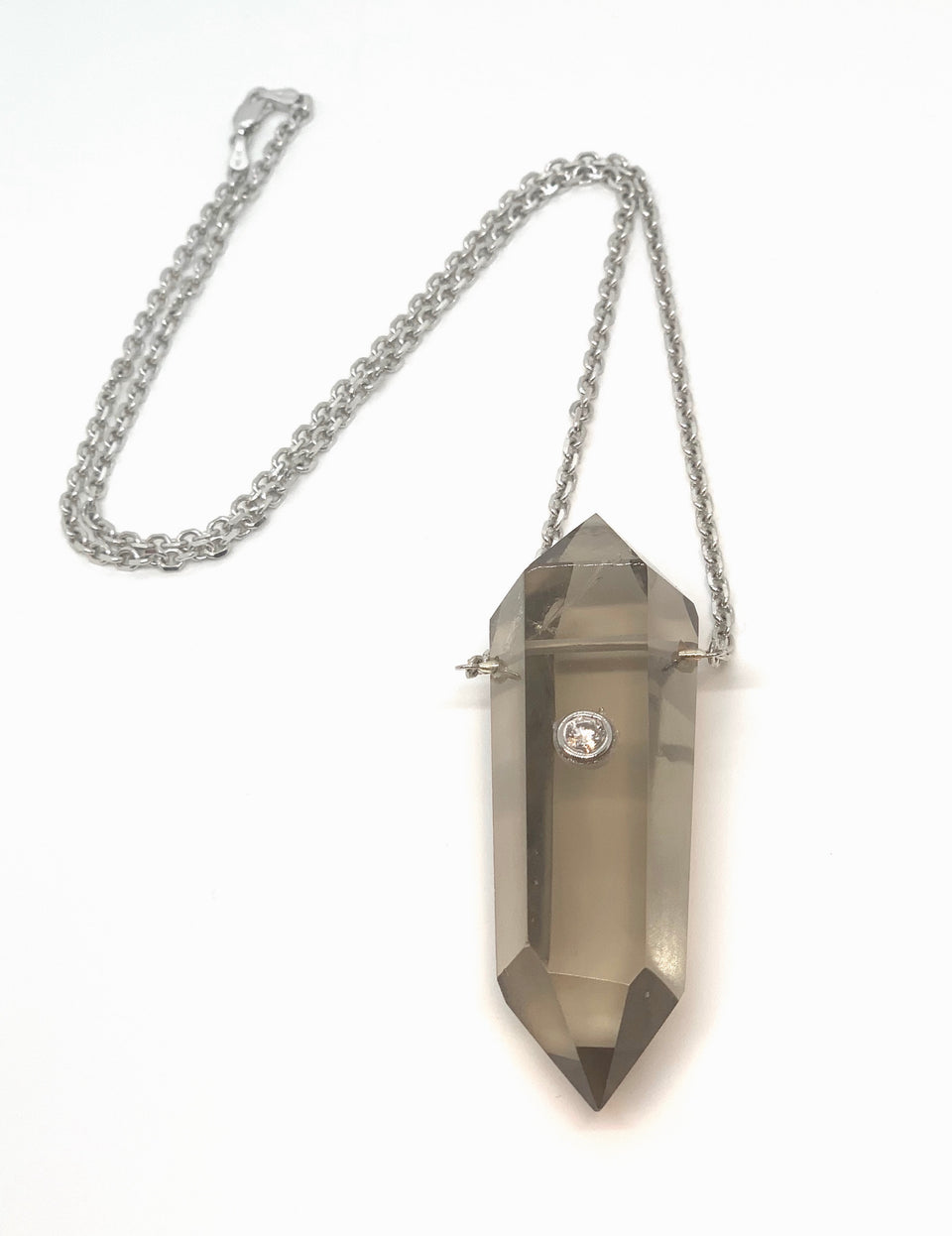 Smoky Quartz Power Crystal Supreme Diamond Necklace
