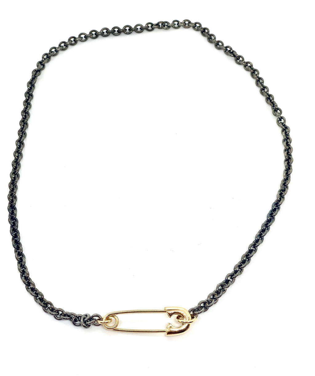 14 kt Gold Safety Pin Necklace MCKENZIE LIAUTAUD
