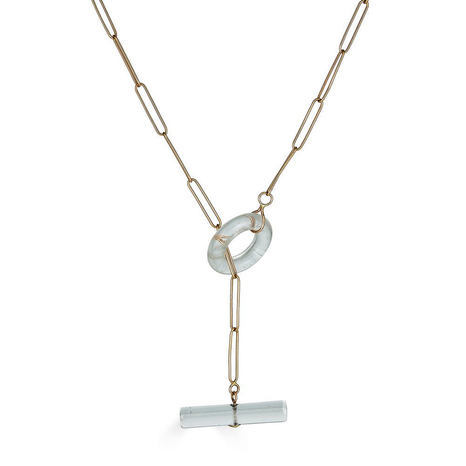 14 kt Gold Rock Toggle Necklace