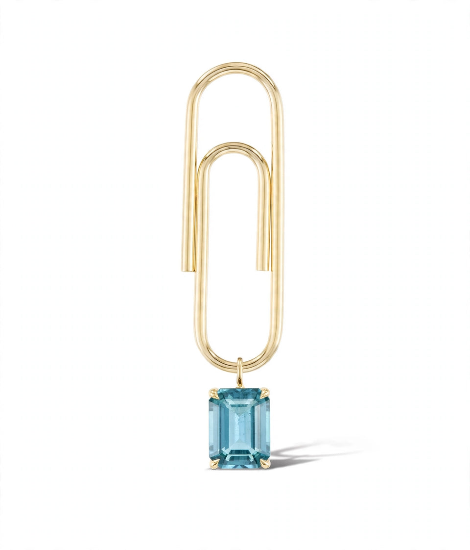 Paperclip  Birthstone Single Earring
