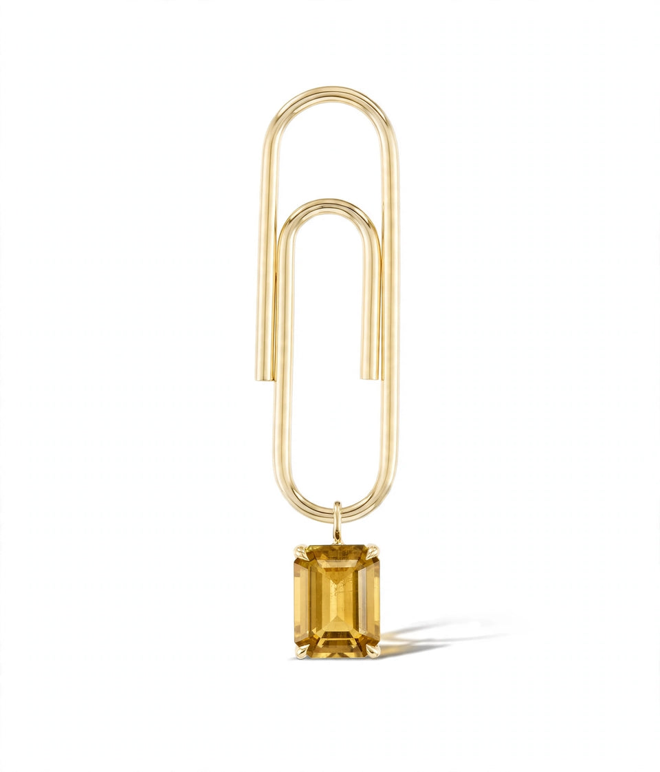 Paperclip  Birthstone Single Earring