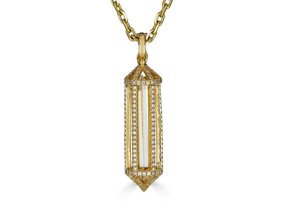 Mini White Diamond Power Crystal Cage Pendant