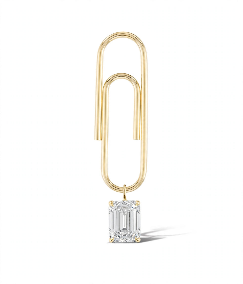 Paperclip  Birthstone Single Earring