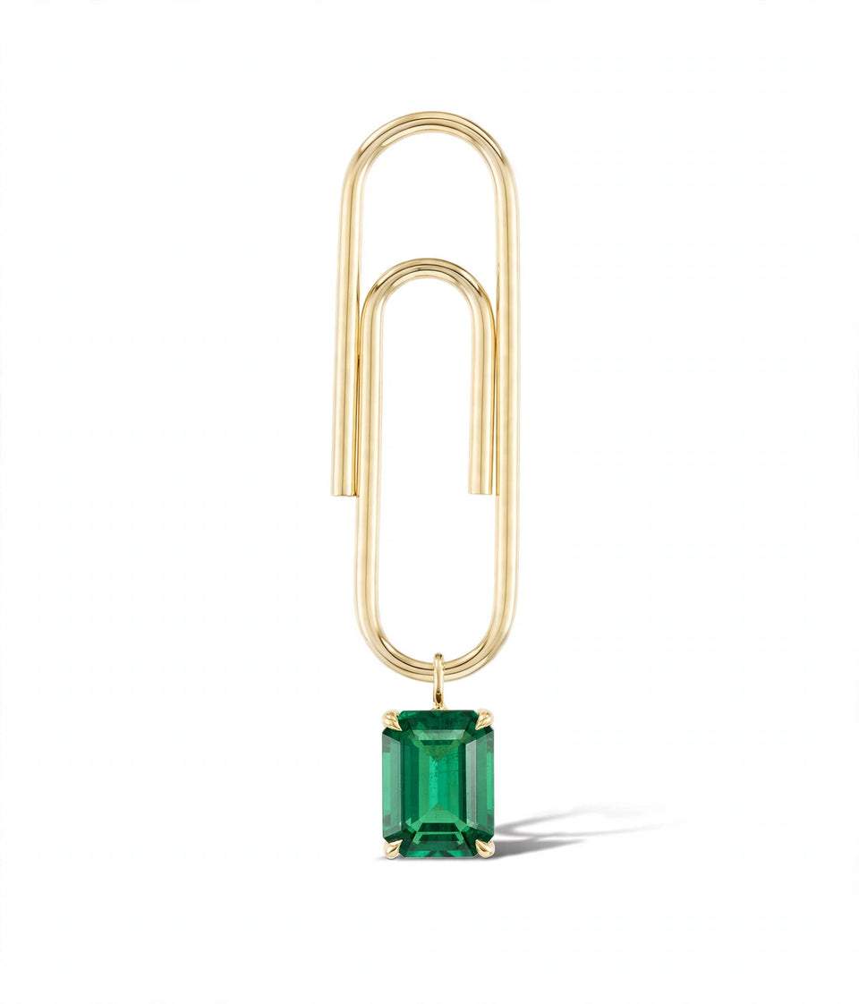 Paperclip  Birthstone Single Earring