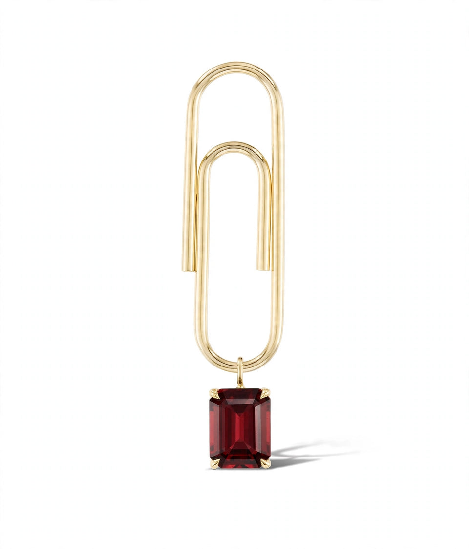 Paperclip  Birthstone Single Earring