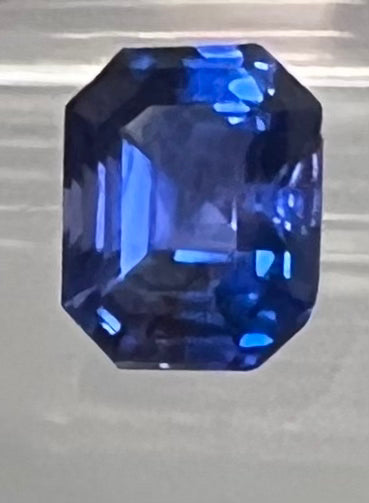 Blue Sapphire & Diamond Trapezoid Platinum Custom Ring