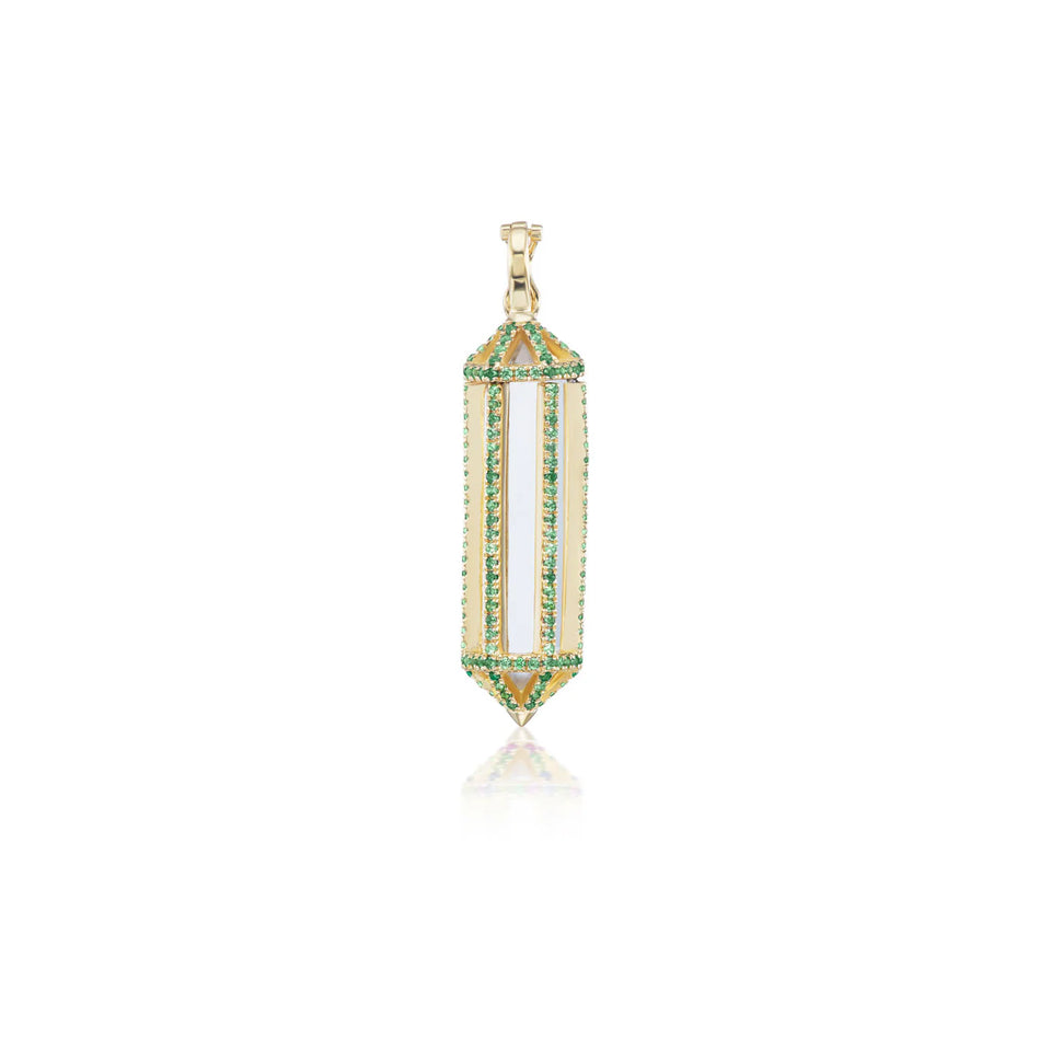 Mini Emerald  Power Crystal Cage Pendant