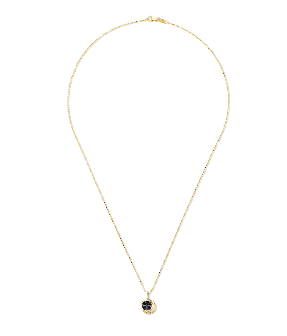 The Moon Necklace - Reverse Set Black Diamond Pendant in 14K Gold