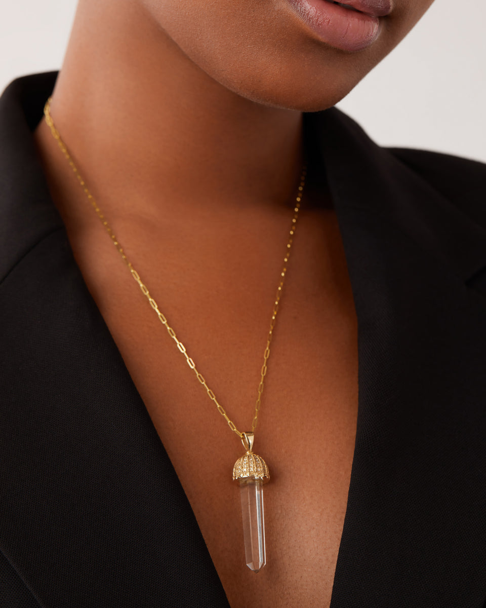 14 kt Gold Magic Cupola Crystal Necklace