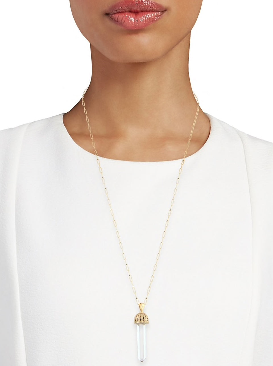 14 kt Gold Magic Cupola Crystal Necklace