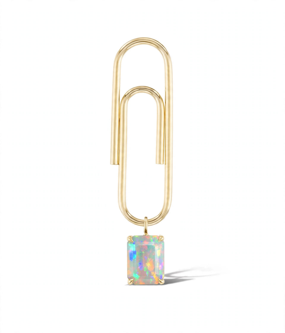 Paperclip  Birthstone Single Earring