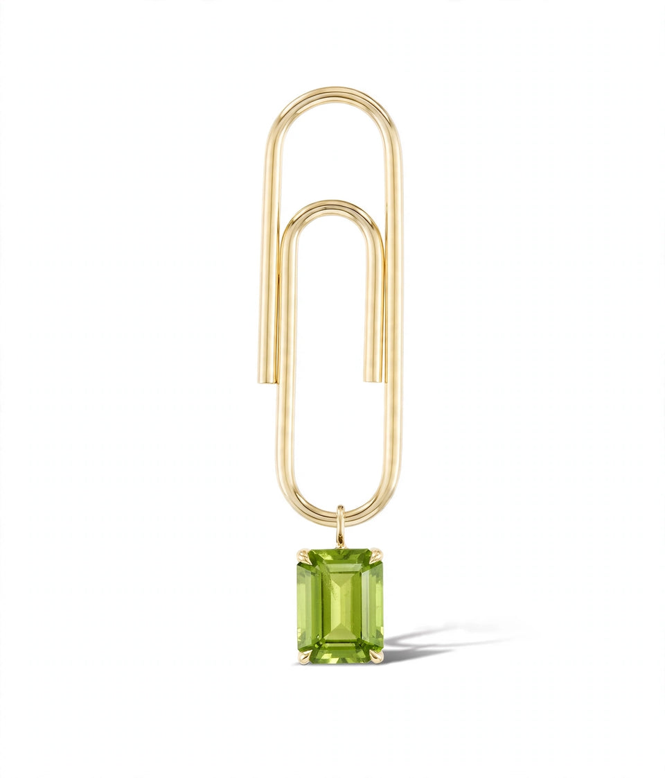 Paperclip  Birthstone Single Earring