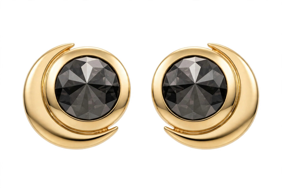 Moonlight  Earrings - Reverse Set Black Diamond