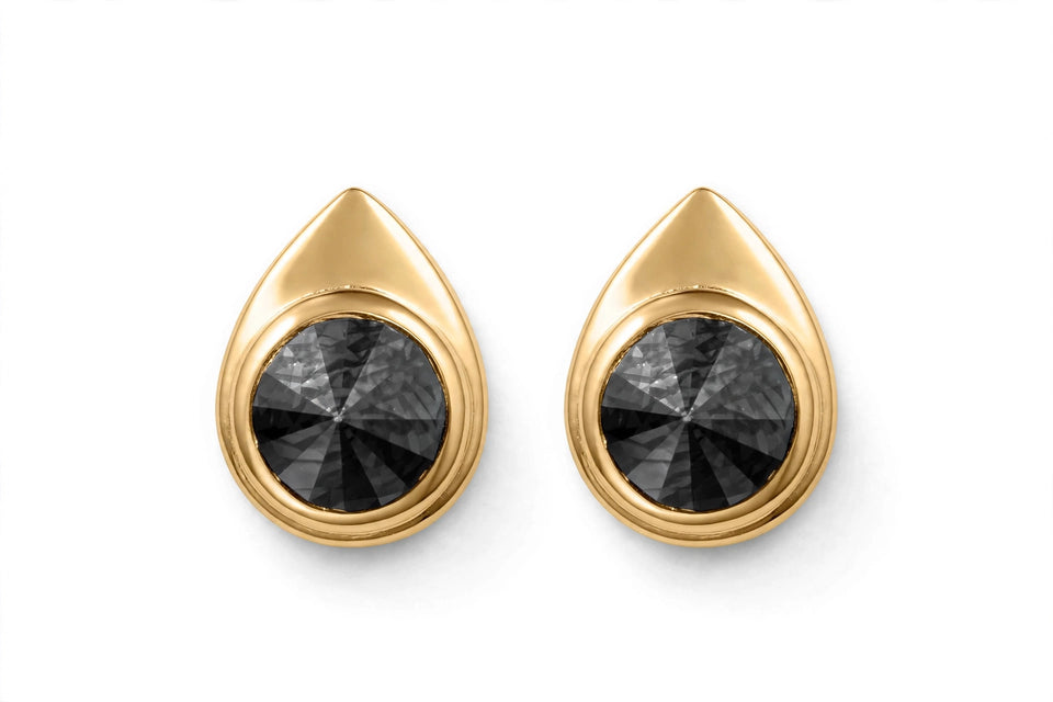 Teardrop earrings - Reverse set Black Diamond