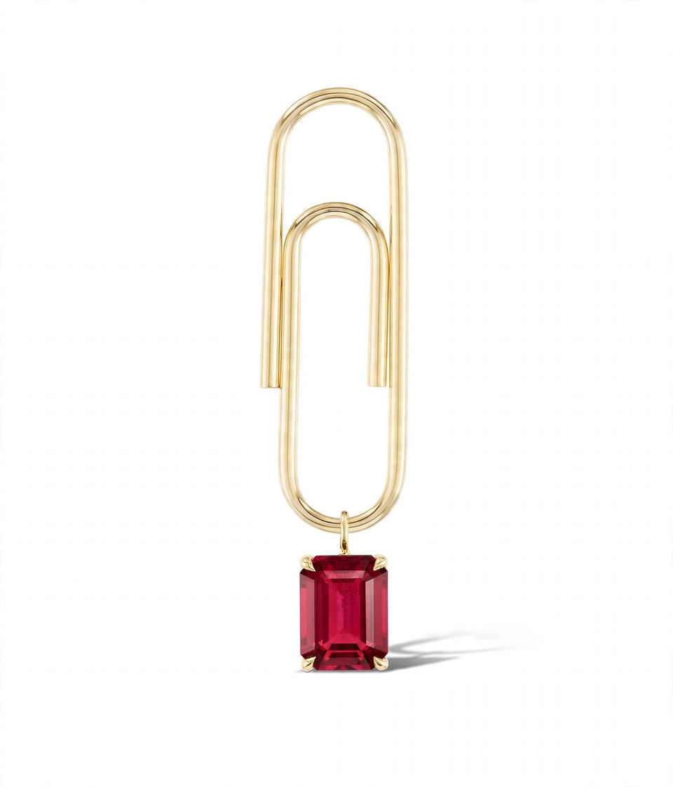 Paperclip  Birthstone Single Earring
