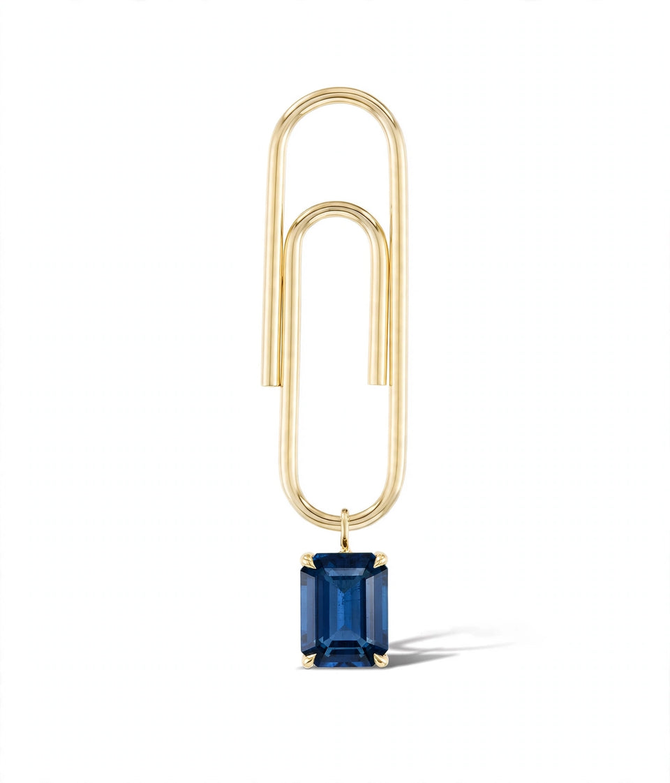 Paperclip  Birthstone Single Earring