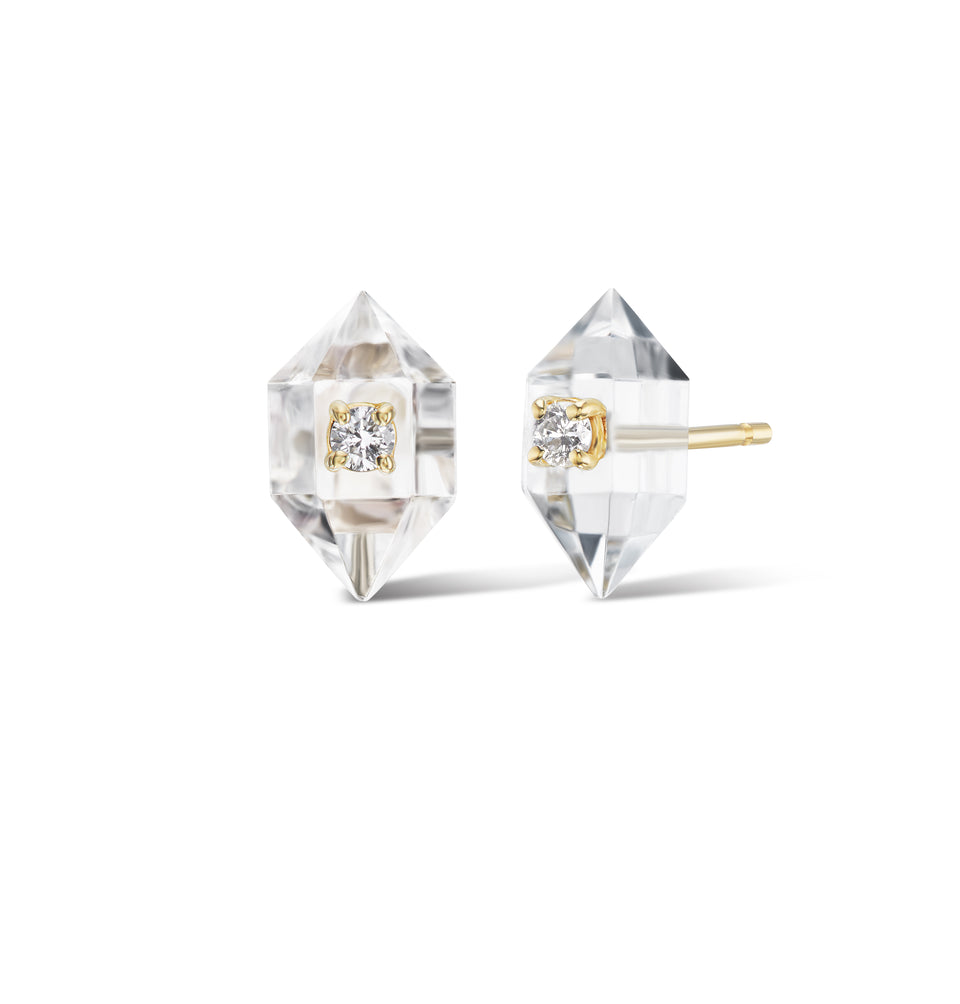 Mini Rock crystal & Diamond Studs