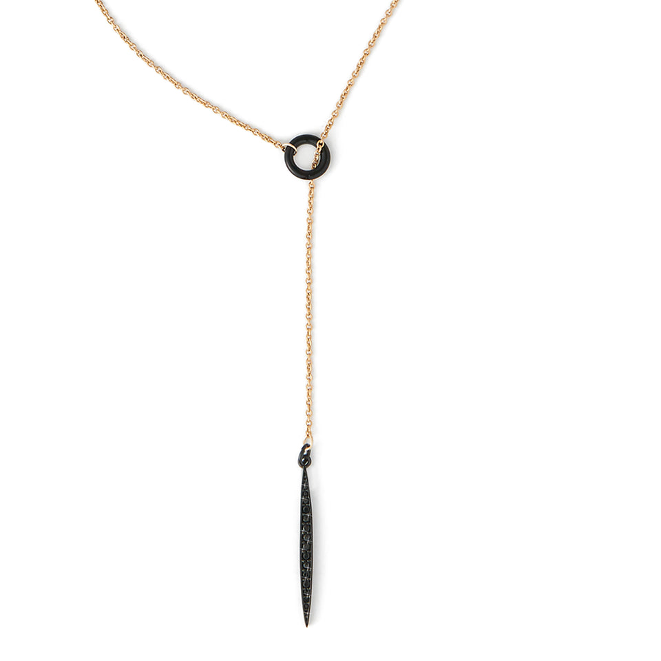 Black Spinel Talisman Lariat Necklace