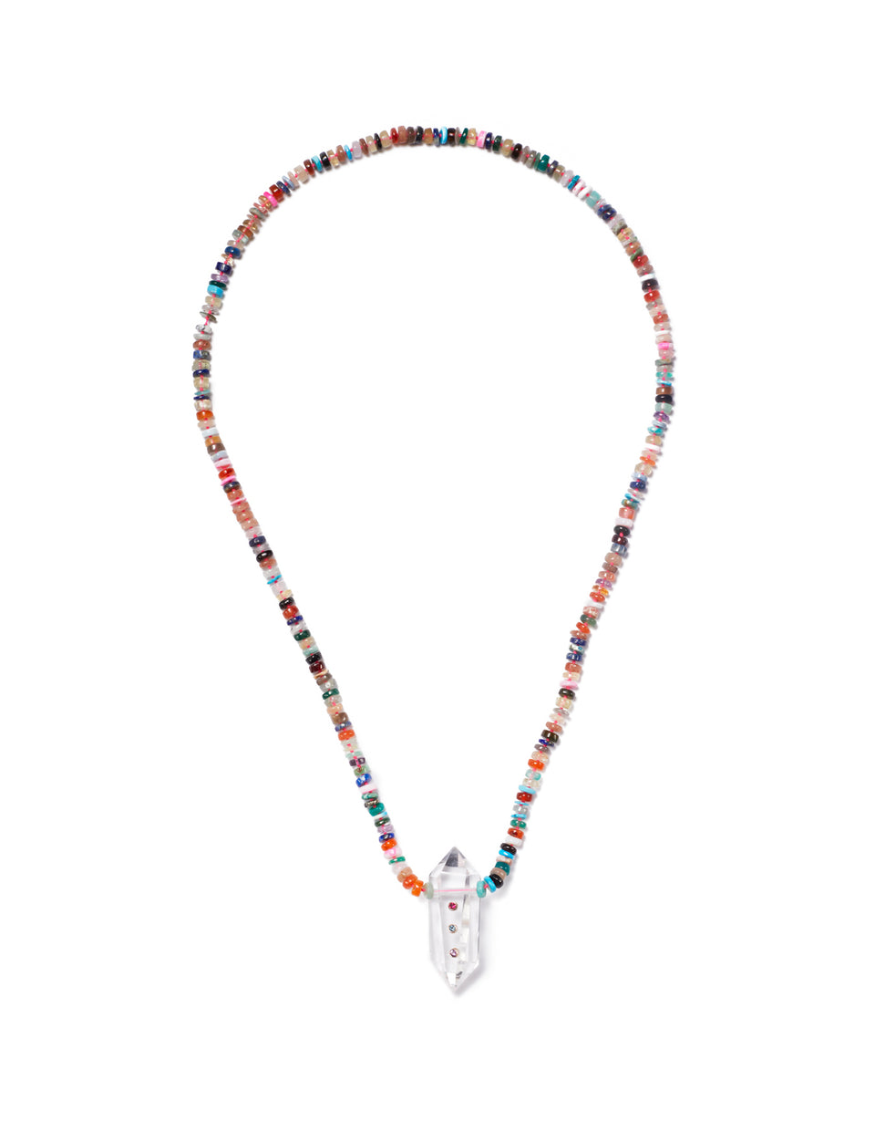 Power Crystals 3 Point Mixed Gemstone Rainbow Opal Necklace
