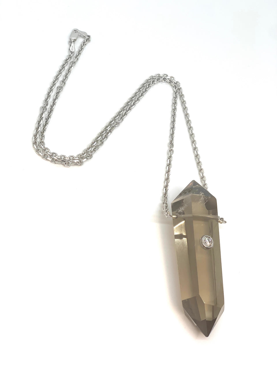 Smoky Quartz Power Crystal Supreme Diamond Necklace