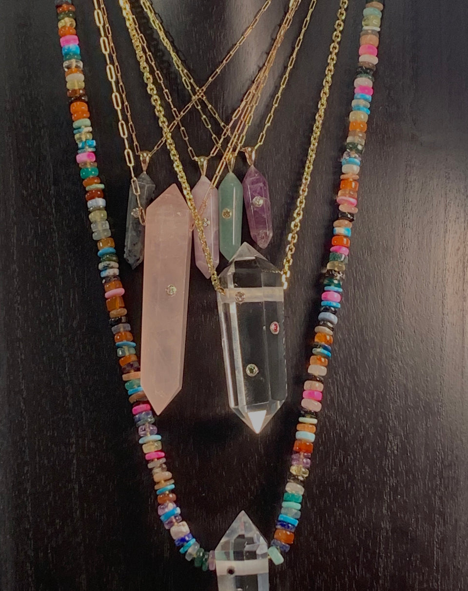 Power Crystal 1 Point White Diamond Necklace