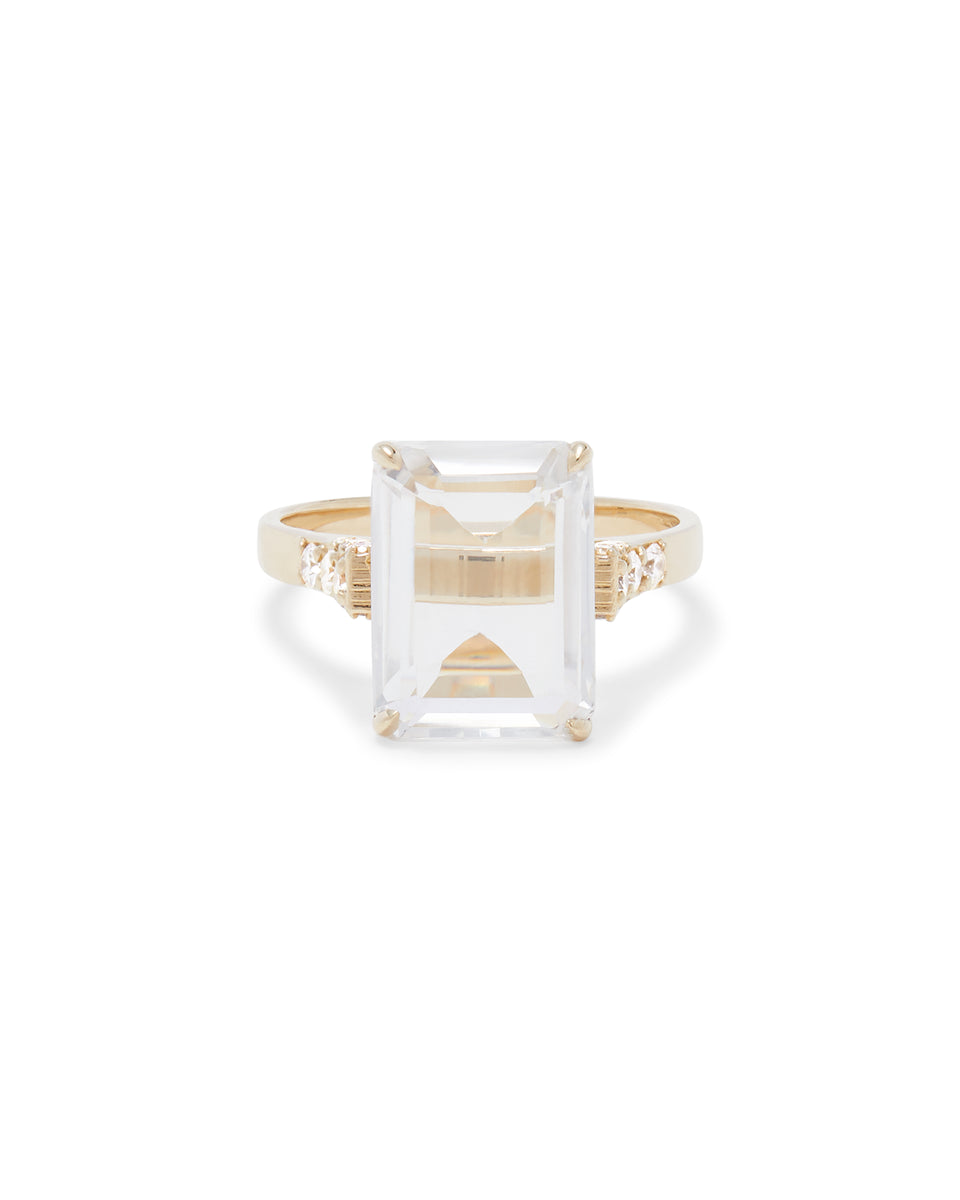 18 kt Power Crystal Diamond Accent Ring